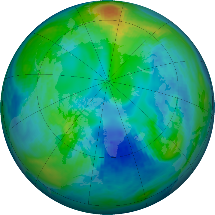 Arctic ozone map for 04 November 1991